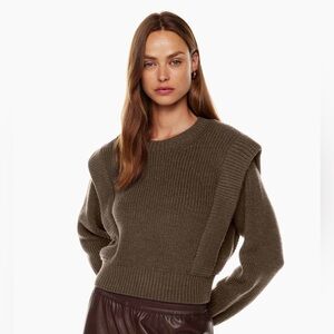 Babaton Grazia 100% Merino Wool Sweater | Sculpted Shoulder | Quiet Luxury | S